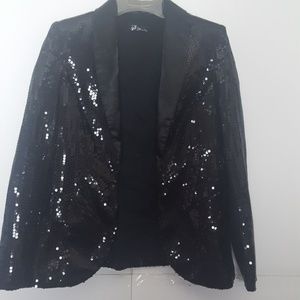 Pimkie Sequin Jacket Blazer SZ 4 Black